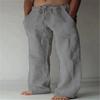 Pantalones Casuales Holgados de Algodón y Lino de Color Sólido con Cordón, Estilo Independiente Europeo y Americano para Hombre, Nueva Juventud