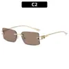 2026 Nuevas Gafas de Sol Sin Montura de Moda Personalizadas Transfronterizas Europeas y Americanas para Mujer, Gafas de Alto Gama Pura Deseo con Montura de Metal