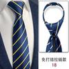 Vestido Camisa de Cuello Blanco para Negocios y Trabajo, Corbata de Cremallera Simple sin Nudos, Rayas Azul Oscuro