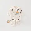 Macacão Bebê Manga Longa Casa do Morango Primavera e Outono Algodão Puro Macacão Recém-Nascido Roupas de Engatinhar Roupa Íntima Masculina Roupas Confortáveis
