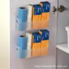 Estante de cocina sin perforaciones para pared, gabinete de pared, cesta colgante de pared, puerta de gabinete, bolsa de plástico para film transparente