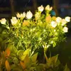 Lâmpada de Jardim Solar Gardenia Cruzada Flor Artificial LED Jardim de Pátio Lâmpada Decorativa para Gramado Luz Noturna Impermeável para Exterior