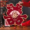 Adesivos 3D Aveludados "Felicidade" para Decoração de Quarto de Casamento, Adesivos de Porta de Quarto, Artigos para Casamento, Personagens Vermelhos "Felicidade" para Arranjos de Casamento