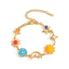 Pulsera DIY de Acero Inoxidable con Forma de Estrella de Mar y Concha Transfronteriza, Simple, Nicho, Esmalte de Color Dopamina, Flor, Sol