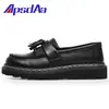 Mocasines con Flecos Transfronterizos para Mujer, Zapatos de Cuero Genuino de Caña Baja con Patrón de Lichi de Grano Superior, Zapatos Martin Versátiles Ligeros para Estudiantes