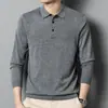 Suéter Puyuan con contenido de lana para hombre, suéter de primavera y otoño para hombre, cuello de solapa, suéter casual para hombre, camisa básica holgada
