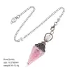 Pêndulo de Cristal Transfronteiriço com Pedra Triturada e Resina, Cor Cobre Vermelho Antigo, Cone Hexagonal de Ponta Única, Acessório de Yoga Meditação, Pêndulo de Frequência Ajustável