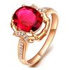 Lenguaje de las Flores Rosa Anillo de Turmalina Roja Paloma Diamante Rojo Chapado en Oro Color Oro 18K Encuentro Destino Anillo Anillo de Diamantes para Mujer