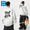 Sudadera extragrande transfronteriza para hombre, nuevo estilo otoño/invierno, forrada de polar y engrosada, estilo Hong Kong, corte holgado, versátil, top estampado de manga larga