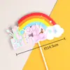 Decoración de Pastel Nube Bola de Pelusa Paquete de 10 Bandera Roja Redes Dulcero de Cumpleaños Adornos Nube Blanca Luna Arcoíris Enchufe