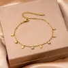 Tobillera de Acero Inoxidable Multicolor con Piedras Preciosas, Conserva el Color, Popular Transfronteriza, No se Desvanece, Joyería de Pie Moderna y Exquisita, Accesorios para Viajes a la Playa