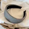 Faixa de cabeça vintage estilo Hong Kong com lantejoulas, coroa alta estilo clássico, faixa de cabeça para lavar o rosto para mulheres, faixa de cabelo de esponja espessa, acessório de cabelo