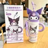 Termo de Paja Kuromi Sanrio para Niños, Taza de Agua Portátil con Popote para Niñas, Estudiantes de Primaria para Ir a la Escuela