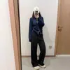 Nuevo producto de principios de otoño: Pantalones casuales rectos de pierna ancha con bolsillos, adelgazantes, versátiles, de moda, deportivos para mujer W0716