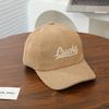 Gorras de invierno al por mayor, gorra de béisbol para niños, letras de la suerte, color sólido, gorra de pana para niños y niñas de 3 a 10 años
