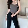 Camisola de hombro para mujer con cinturón y cojín para el pecho