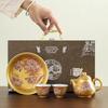 Juego de Té de Lujo Ligero Chapado en Oro Tetera Olla Huevo de Dragón Una Dos Tazas de Té Traje de Juego de Té Regalo para Ancianos