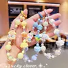 Nueva Cadena para Teléfono Móvil de Cuentas Kuromi de Sanrio de Dibujos Animados Llavero Creativo de Cubo de Rubik Colgante de Bolsa de Cuentas Pintado a Mano