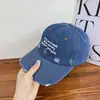 Gorra de béisbol desgastada estilo americano para mujer con bordado de letras, mezclilla lavada, ala ancha, adelgazante, protección solar, gorra unisex