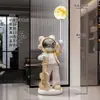Lâmpada de Lua Criativa de Astronauta com Violoncelo Grande Ornamento de Chão Lateral de Sofá Sala de Estar Quarto Presente de Inauguração de Casa