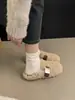 Zapatos peludos para mujer para uso en exteriores, nuevos mocasines slip-on de otoño e invierno, mocasines planos slip-on, zapatos de algodón afelpado