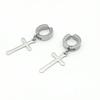 Pendientes de acero inoxidable con clip para la oreja y colgante de cruz, de suministro directo de fábrica transfronterizo, pendientes personalizados de moda sin perforaciones.