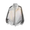 Cárdigan sudadera con cuello alto para hombre, colección otoño 2026, base blanca, anti-pilling, con diseño de cinta, chaqueta holgada de moda para hombre