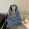 2025 Nova Moda Simples Bolsa de Ombro Jeans Laço Exquisito Nicho para Deslocamento Sacola