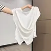 Camiseta de Manga Corta de Estilo Europeo Más Vendida para Mujer 2026 Nuevo Verano Delgada Ligera Lujo Tacto de Alta Gama Súper Popular Reductora de Edad Top Único