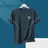 2026 Nova Tendência de Verão Marca Seda de Gelo Camiseta de Manga Curta Masculina Tendência Meia Manga Gola Redonda Camiseta Solta Roupas Masculinas