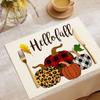 Temu Nuevo Festival de Otoño Celebra la Decoración de Acción de Gracias con Mantel Individual de Lino Estampado Floral de Calabaza Aislante Impermeable