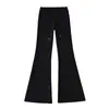 Calça Yoga Flare Casual de Lã Tendência para Mulheres, Calça de Inverno Outono de Cintura Baixa Emagrecedora de Comprimento Total