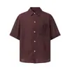 Camisa de Manga Corta a Cuadros Estilo Retro Japonés de Verano Ru y Meng para Hombres y Mujeres, Holgada, Casual, Versátil, Silueta Relajada, Moderna