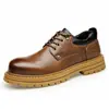 Zapatos de Hombre Nuevos de Suela Blanda Zapatos Grandes de Cuero Estilo Coreano Casual Versátiles Retro Estilo Británico Zapatos de Trabajo Modernos