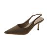 2025 primavera novas sandálias femininas de bico vazio com salto alto verde plus size sapatos femininos bico fino salto agulha salto médio sapatos de camada única