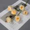 Flores Artificiales con 6 Cabezas, Rosas Pastorales para Bodas, Decoraciones de Pasillo de Salón de Bodas, Materiales de Decoración de Escenario de Hotel, Flores de Seda, Accesorios de Fotografía