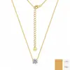 Collar de plata pura S925 con moissanita clásica de cuatro garras, cadena fina de una sola piedra, cadena para clavícula, stock de fábrica disponible para envío directo