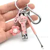 Llavero de Conejito Lindo Cortauñas Cuchara para Oídos Set de Llaves Simple Colgante Niñas Pequeño Fresa Cortauñas Candado