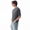 Camiseta de Punto de Manga Corta para Hombre, Falso Dos Piezas, Patchwork, Cuello Redondo, Cuello Henley, Estilo Old Money, Seda Artificial, Verano, Venta al por Mayor de Fábrica Transfronteriza