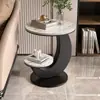 Sala de Estar Sofá Moderno Estilo Italiano, Mesa de Centro Lujo Ligero, Mesa Redonda de Doble Capa, Mesa de Esquina, Mesa Pequeña Creativa para Comedor, Mesa de Noche, Balcón
