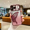 Funda de Teléfono Apple 17 para Niñas, Arena Líquida Dinámica con Brillo de Mariposa, Cubierta Protectora Anticaídas, Estilo Ins, Alto Valor Estético, Cobertura Total
