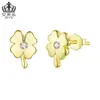 Nueva Colección de Primavera de Aifulu Pendientes Versátiles de Trébol de Cuatro Hojas con Cierres de Plata, Pendientes Pequeños con Temática de Plantas para Mujer, Hechos de Cobre con Baño de Platino