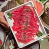 Série Montanha e Natureza de Melamina Taisun: Prato de Mesa para Fondue Estilo Rústico, Prato de Madeira Gengibre com Carne, Prato de Carne para Fondue, Prato de Carne Grelhada