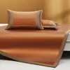 Esterilla de Ratán Doble Cara, Completamente Cubierta, Plegable, Reversible, Esterilla Refrigerante de Seda de Hielo, Juego de Tres Piezas, Lavable, Antideslizante, Esterilla Suave para Aire Acondicionado para el Verano