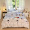 Juego de cama de algodón puro grueso para lijar de cuatro piezas, amigable con la piel, algodón de sarga, juego de dormitorio de tres piezas, sábana de cama de algodón lavado, funda de edredón, venta al por mayor