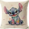 Funda de Almohada de Lino Ultra Suave con Dibujo de Stitch, Cojín para Sofá, Funda para Cabecero, Admite Diseño Personalizado con Tu Propia Imagen