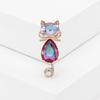 Estilo coreano requintado arco de cristal Cat broche High-end Cute Kitten Pin Suit Acessórios de vestuário simples