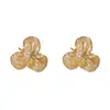 Pendientes Metálicos Huecos con Forma de Pétalo Incrustados con Diamantes, Personalizados, Transfronterizos, Europeos y Americanos, Exquisitos, Ligeros, Lujosos, Versátiles, de Gama Alta y Súper Brillantes