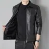 Chaqueta de Piel Suave Nueva para Hombre Primavera y Otoño 2026, Chaqueta de Cuero de Moda Casual con Cuello de Solapa Ajustada Estilo Coreano Tendencia