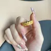 Joyería Chapada en Oro con Pedrería, Diseño Floral, Anillo Ajustable, Lujo Ligero, Anillo Pequeño de Flor de Oro Imitación de Alta Gama, Accesorio de Anillo para Mujer